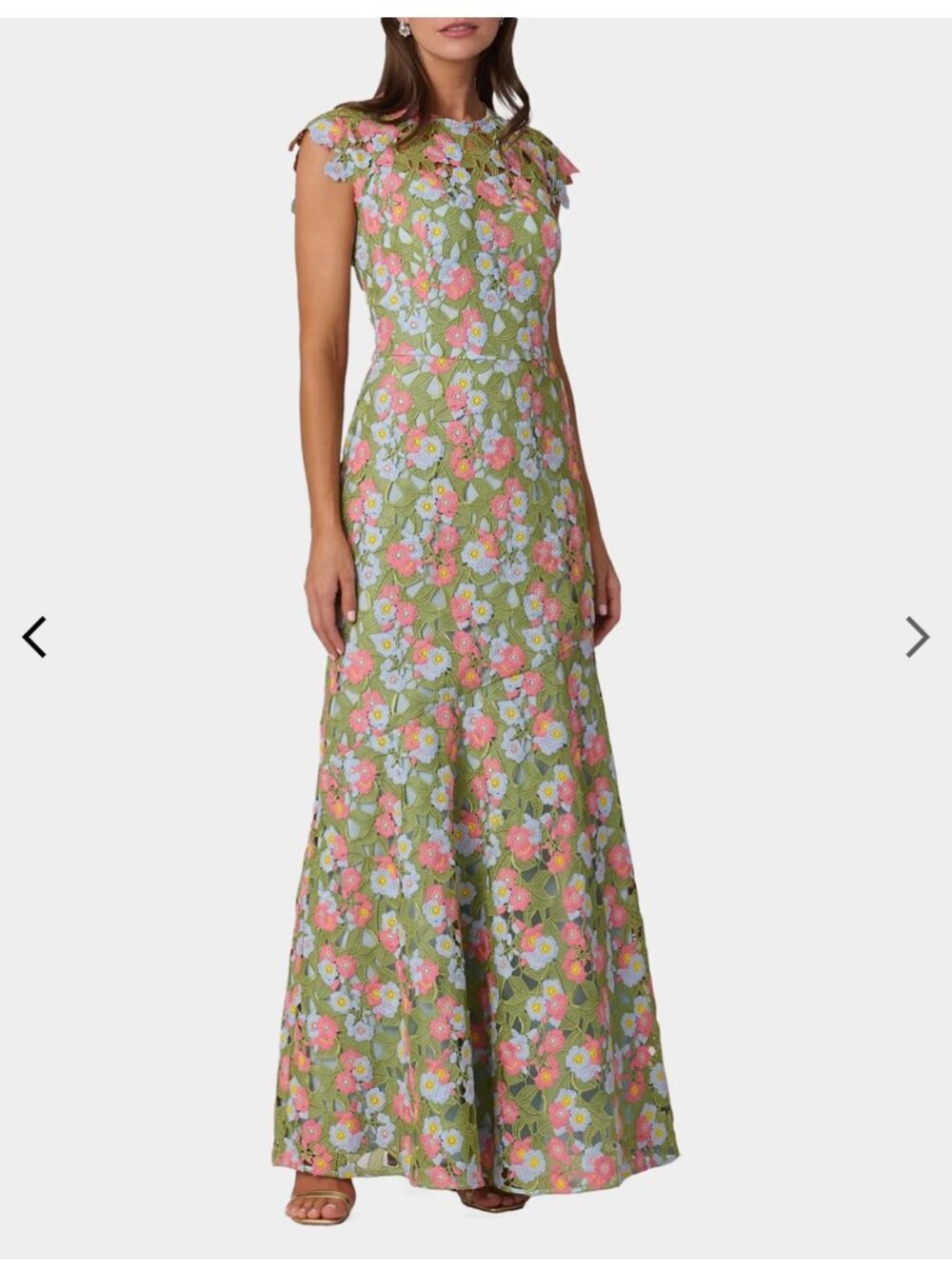 Shoshanna Raven Cap-Sleeve Floral Lace Gown sz 6